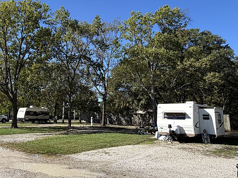 Shaded RV sites under mature trees