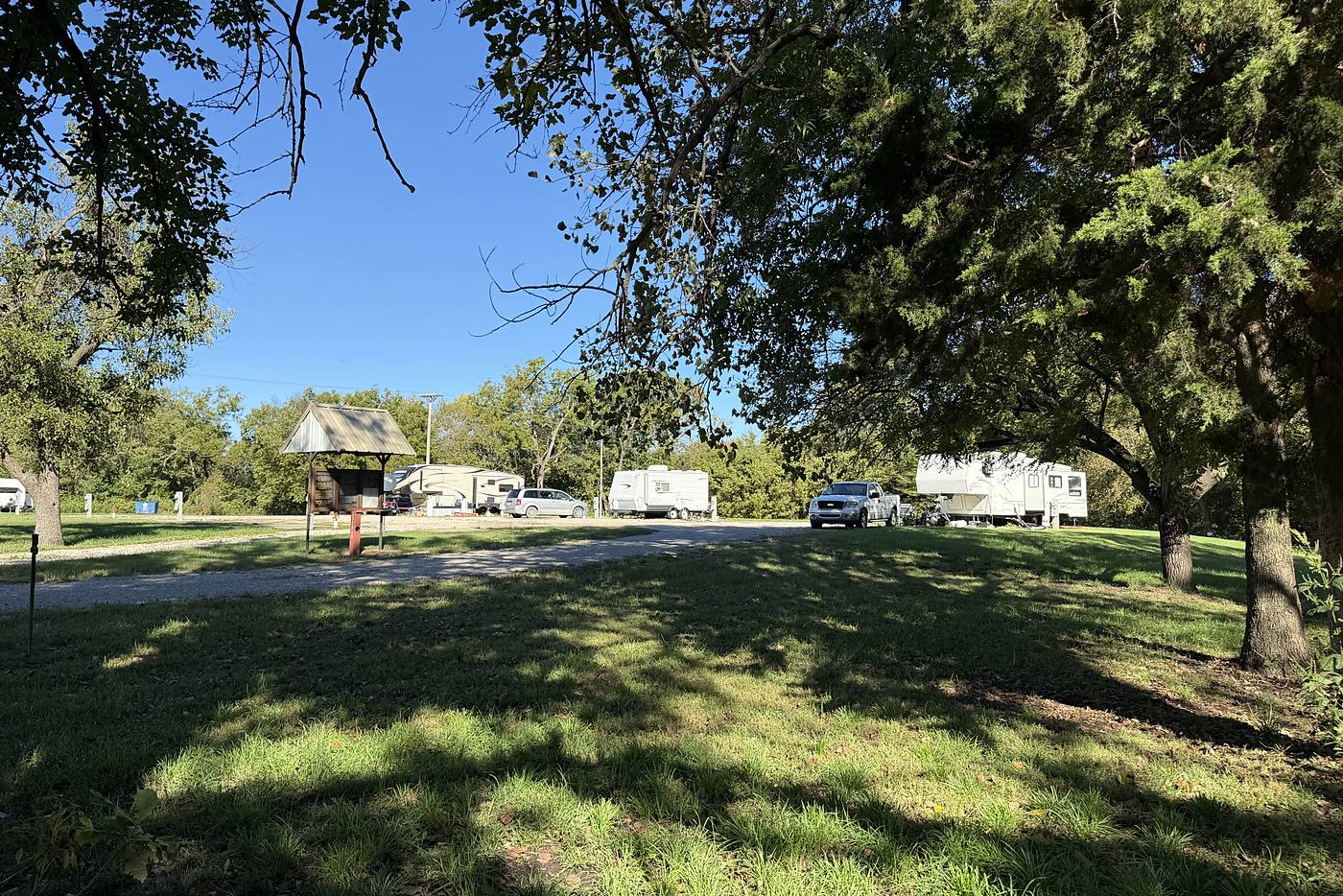 Mature shade trees and open lawn